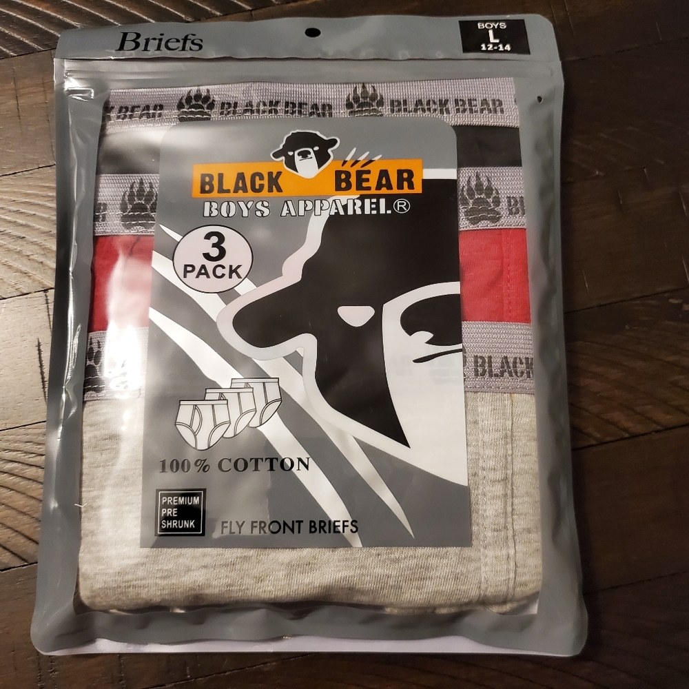 Black Bear Boys 3‎ Pair Cotton Fly Front Briefs